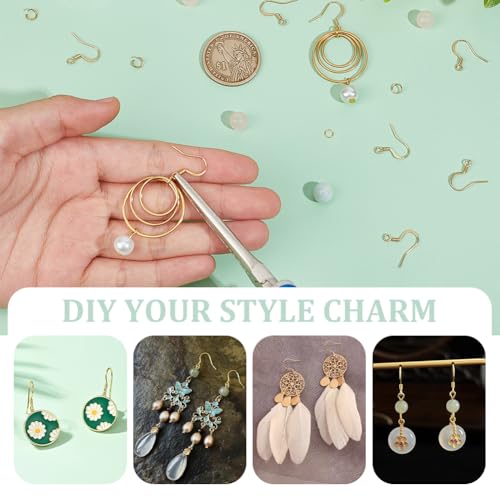UNICRAFTALE 100Pcs Real 18K Gold Plated Earring Hooks Stainless Steel Ear Wire with Loops Earwire Hooks Fish Hooks Flat Earring Hooks with Coil for DIY Earring Jewelry Making - color: Gold, size: 15mm Long