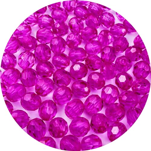 200pcs 10mm Acrylic Round Crystal Faceted Beads for Crafts Spacer Beads for Jewelry Making Necklaces Bracelets Earrings DIY Decoration(Rose Red) - color: Rose Red, size: 10mm
