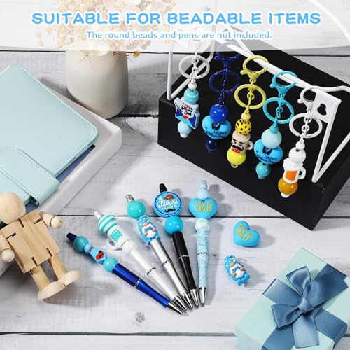 Watersay 12 Pcs 3D Silicone Focal Beads Pens Beads Bulk for Beadable Keychain DIY Crafts Necklace Bracelet Phone Chain Charms Jewelry Making (Father's Day) - style: Father's Day