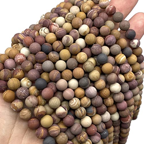 ABCGEMS Velvet-Matte-Finished American Sunset Mookaite Beads (Enhance The Stone's Inherent Texture and Nature Hues with a Non-Glare Aesthetic) Smooth Round 8mm (Non-Shiny) - color: Sunset Mookaite (From USA)