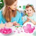 100pcs Cherry Blossom Beads, 5-Petal Gradient Acrylic Flower Beads, Mini Spacer Hair Accessories Halloween Christmas for Bracelets Earring Jewelry Making- Pink - color: Pink