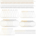 200 Pcs Earring Making Kit with Beading Hoop Earring Finding Component Accessories Earrings Hoops for Jewelry Making Open Back Bezel Pendants Geometric Hollow Frame Pendant for DIY Crafts Supplies