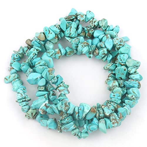 30in Turquoise Natural Chip Stone Beads 5-8mm About 230pcs, Irregular Drilled Blue Green Bead for Bracelets Jewelry Making Supplies for Adults, DIY Crafts. - color: Turquoise