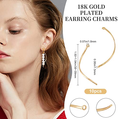 Beebeecraft 1 Box 10Pcs Curved Drop Earrings Long Bar Charms 18K Gold Plated Drop Dangle Jewelry Making Findings for DIY Earrings