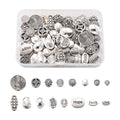 Beadthoven 80pcs/Box Tibetan Style Flat Round Oval Spacers Beads 16style Antique Silver Hope Faith Love Disc Coin Beads for Bracelet Necklace Jewelry Making Supplies - color: Antique Silver-RoundOval-16styles