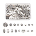 Beadthoven 80pcs/Box Tibetan Style Flat Round Oval Spacers Beads 16style Antique Silver Hope Faith Love Disc Coin Beads for Bracelet Necklace Jewelry Making Supplies - color: Antique Silver-RoundOval-16styles
