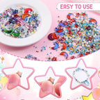 Mixed Star Moon Crystal Glass Beads Seedbeads Loose Round Pearl Beads for Jewelry Making Craft Bracelets Necklaces Earrings DIY Crafts Projects Red Glass Spacer Bead Kits for Crafts - color: Red