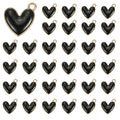 MECCANIXITY Enamel Alloy Heart Charm, Valentine Heart Pendants Love Jewelry Making Charm for DIY Necklace Bracelet Earrings Keychain - color: Black