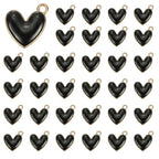 MECCANIXITY Enamel Alloy Heart Charm, Valentine Heart Pendants Love Jewelry Making Charm for DIY Necklace Bracelet Earrings Keychain - color: Black