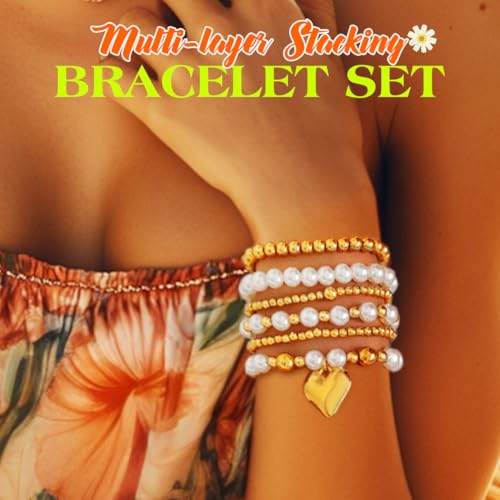 JEWEKY Easter Heishi Bracelets Gold Beaded Polymer Clay Bunny Pendant Bracelet Jewelry Accessories - color: R1