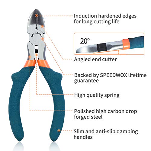 SPEEDWOX Mini Diagonal Pliers Thin Precision Wire Cutters 4-1/2 Inches Convex Shoulder Small Plastic Nippers Micro Side Cutter Side Cutting Fine Plier Jewelry Making Professional Beading Hobby Craft - style: Diagonal Pliers