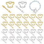 PH PandaHall 30 Sets Butterfly Toggle Clasps, 28mm OT Clasps Alloy Jewelry Clasp Closure Metal T Bar Clasp Closure Clip Connector for Necklaces Bracelets Jewelry Craft Making, Antique Golden/Silver