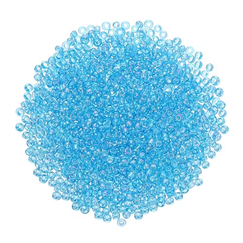 uxcell 2000 Pcs Glass Seed Beads Bulk, 2mm Mini Glass Bugle Beads for DIY Earrings, Necklaces, Bracelets, Jewelry Making, Light Sky Blue - color: Light Sky Blue, size: 2mm