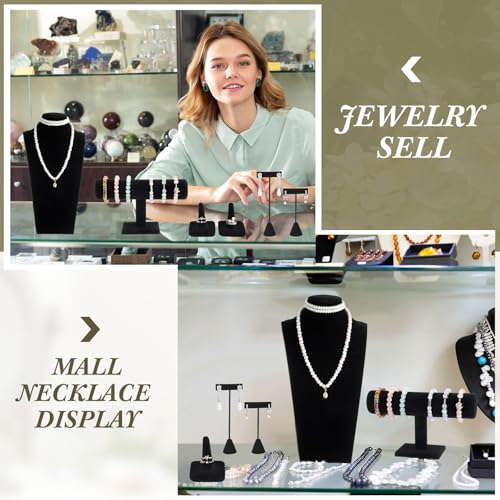 Kigley 6 Pcs Jewelry Display Set Necklace Bust T Bar Bracelet Holder Earring Ring Finger Display jewelry Stand for vendors Selling Store Trade Show (Black) - color: Black