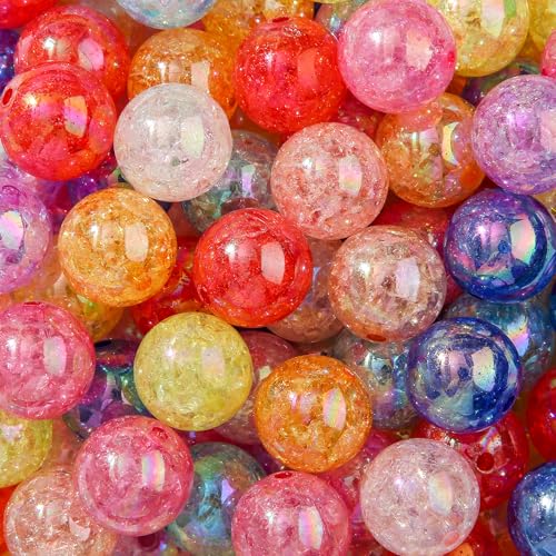 20mm Acrylic Beads 180pcs Chunk Bubblegum Bead Multicolor Crack Pen Ball Beads for Pen Bag Jewelry Making Necklace Bracelets (ab Crack) - color: orange&black