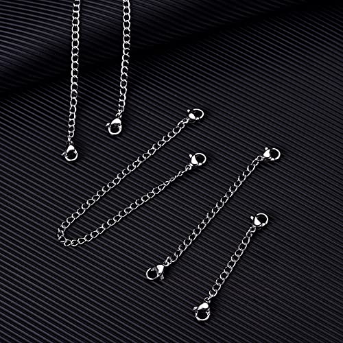 10Pcs Stainless Steel Necklace Extender Chain Links, Silver Necklace Extenders for Bracelet Anklet Stainless Steel Chain Extenders for Jewelry Making 2in 3in 4in 5in 6in (10 Silver) - color: Silver 10pcs