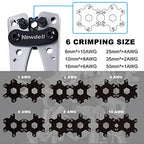 Newdeli Battery Cable Lug Crimping Tool 10-1/0 AWG with Wire Cutter and 60Pcs Copper Ring Terminals 8 Sizes Cable Lugs Set, Heavy Duty Wire Crimper for Battery Wire Terminal - style: Crimper with Cutter and 60Pcs Lugs