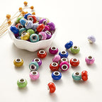 Beadthoven 100pcs Large Hole European Resin Turquoise Rondelle Beads - Mixed Color - Perfect for Bracelet, Necklace, DIY Jewelry Making - color: Turquoise Style Mixed Color