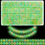 Looconi 1400pcs Colorful Letter Beads that Glow in the Dark 7x4mm Alphabet A-Z and Smiley Heart Beads for Jewelry Bracelet Making - color: Glow-colors
