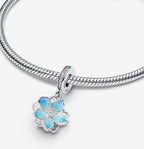 925 Sterling Silver Charms for Bracelets Gold Love and Heart Charms Cherry Blossom Dangle Beads Jewelry for Women - color: Blue Cherry Blossom