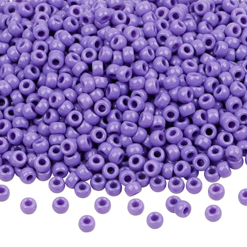 1000 Pcs Purple Plastic Round Pony Beads for Jewelry Making, DIY Bracelet Necklace Supplies - color: Purple