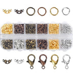 Olylkx 720pcs Lobster Claw Clasps, Bead Tips Knot Covers, Open Jump Ring Connectors, Jewelry Making Accessories Set (12 Styles)