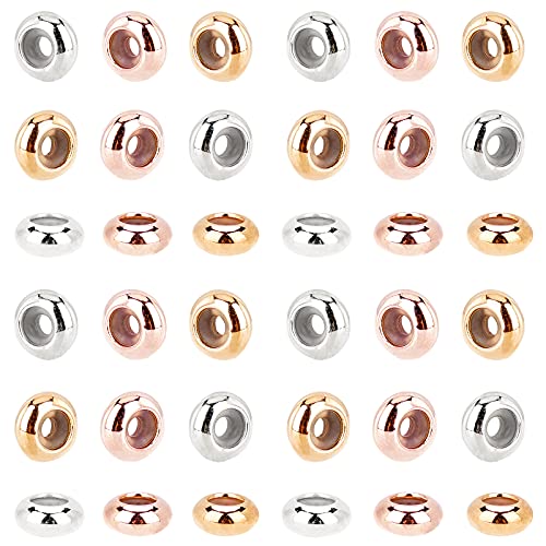 PH PandaHall 60pcs Brass Silicone Slider Beads, 3 Color 7mm Stopper Beads Slider Clasps for DIY European Bracelets Necklaces Jewelry Making