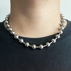 Titanium Stainless Steel Small Beads Ball Chain Necklace for Men Women 24-38 Inches Silver Black Gold - color: Silver, 8mm wide