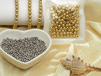 200pcs Silver Filled Spacer Beads that Do Not Fade Easily Smooth Round Beads Seamless Ball Beads Brass Loose Beads Metal Beads for DIY Necklace Bracelet Jewelry Making (Silver-4mm) - size: Silver-4mm
