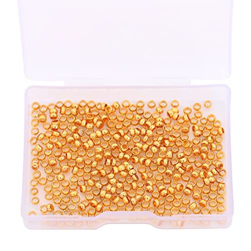 BEADIA 18K Gold Plated Crimp Beads Non Tarnish 3mm 400pcs for Jewelry Making Findings - color: Crimp Beads Gold, size: 3mm