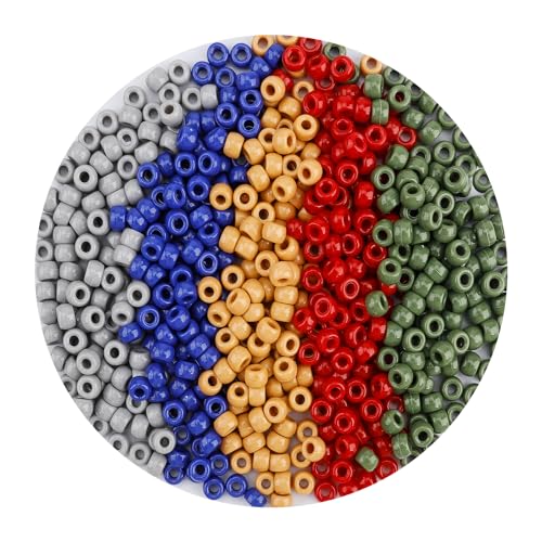 QPIXVB 1100PCS Pony Beads,Beads for Hair,Cute Craft Bead for Bracelets Making,Small Braid Bead with Holes,Colorful Jewelry Making Supplies for Adults,9mm - color: earthy beads