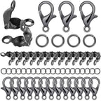 1000PCS Jewelry Making Accessories Set, 100 Lobster Claw Clasps 300 Crimp Beads Crimp Beads Clasps Caps 600 Open Jump Ring Connectors for DIY Bracelet Necklace Crafts Jewelry Making(Gun Black) - color: Gun Black