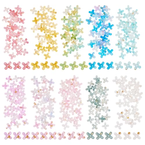 Beadthoven 10 Colors Flower Acrylic Beads Frosted Flower Bead Caps Spring Cross Floral Loose Spacer Bead End Caps for DIY Bracelet Necklace Earrings Jewelry Making Home Party Decor - color: Frosted Flower-Pastel Color