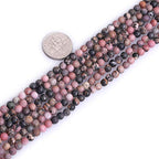 4mm Natural Stone Black Rhodonite Frosted Matte Unpolished Round Spacer Beads for Jewelry Making Strand 15 inch - color: Black Rhodonite, size: 4mm