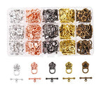 Mandala Crafts 120 Flower Toggle Clasps, Assorted T-Bar Jewelry Findings & Closures – Metal Fastener Hooks for DIY Necklace & Bracelet Making
