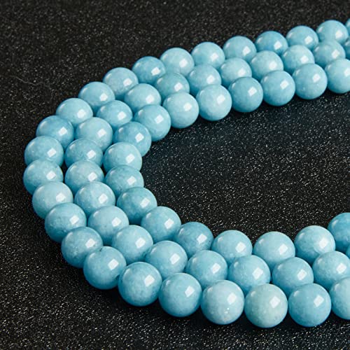 60pcs 6mm Deep Aquamarine Beads Natural Gemstone Beads Round Loose Beads for Jewelry Making - color: Aquamarine, size: 6mm