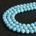 60pcs 6mm Deep Aquamarine Beads Natural Gemstone Beads Round Loose Beads for Jewelry Making - color: Aquamarine, size: 6mm