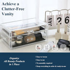 Sea Team Clear Makeup Organizer with Drawers, Acrylic Plastic Cosmetic Display Case, Jewelry Storage Box, Holder for Dresser, Bathroom, Vanity, Countertop (1 Large, 1 Middle Drawers) - size: 1 Large, 1 Middle Drawers