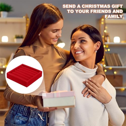 uxcell Stackable Jewelry Storage Tray, Jewelry Tray Drawer Organizer, Small Display Box for Earrings, Necklaces, Rings and Bracelets, Red - color: Red