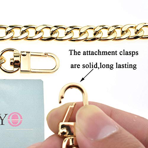 HAHIYO Purse Chain Strap 7.9 inches SPOT-ON Gold for Shoulder Cross Body Sling Purse Handbag Clutch Replacement Comfortable Flat 0.4' Wide Enough 2.4mm Extra Thick Metal 1 Pack - size: Gold 7.9 Inches