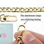 HAHIYO Purse Chain Strap 7.9 inches SPOT-ON Gold for Shoulder Cross Body Sling Purse Handbag Clutch Replacement Comfortable Flat 0.4' Wide Enough 2.4mm Extra Thick Metal 1 Pack - size: Gold 7.9 Inches