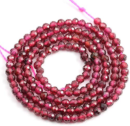 Natural Stone Beads Garnet Gemstone Faceted Loose Beads for DIY Jewelry Making Necklace Bracelrt 2 Strands/Pack Length 15" Size 4.5mm - size: 4.5mm