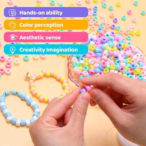 Praisebank Pony Beads, 4500pcs 6x9mm, Wholesale Beads, Bracelets Jewelry Making, Arts & Crafts(Candy) - color: Candy, size: Large Size
