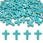 Turquoise Cross Beads for Bracelet Making - 110pcs 18x25mm Natural Semi-Precious Gemstone Loose Spacer Beads for Jewelry, Beading, Earrings & DIY Handmade Crafts - color: Turquoise Cross 18*25mm