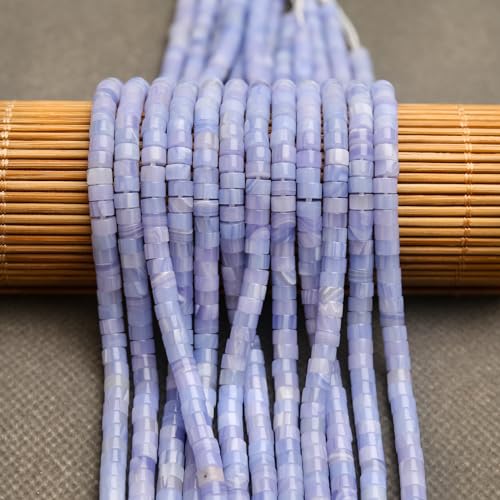 BONNY BOXX 150PCs Natural New Purple Agate Spacer Beads, Loose Semi Precious Flat Round Gemstone Heishi Disc Stone Beads for Beading Jewelry Making 4mm*2mm - color: New Purple Agate, size: 4MM*2MM