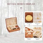 Travel Jewelry Case Small Wood Jewelry Organizer Jewelry Box for Women (Nut-Brown Print A) - color: Nut-Brown Print A