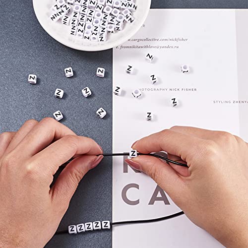 FASHEWELRY 300Pcs Cube White Acrylic Letter Beads 6x6mm Letter Z Alphabet Beads for DIY Bracelet Necklace Jewelry Making - color: Letter Z, size: 6x6x6mm