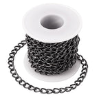 Craftdady 16.4 Feet Aluminum Curb Chain Link Black Twisted Cable Cross Chain Unwelded 10x6.5mm with Spool for Bracelet Necklace Tassel Earring Jewelry Making - color: Black, 10x6.5mm