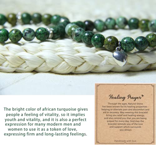 2Pcs Healing Crystal Bracelets for Women Handmade Beaded Bracelet Healing Prayers Crystal 8mm Natural Stone Beads Bracelet Stress Relief Get Well Soon Gifts