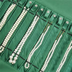 Portable Jewelry Roll Untangled Secure Necklace Travel Storage Bag Displays Holder 16 Chain (gray PU and green) - color: gray PU and green
